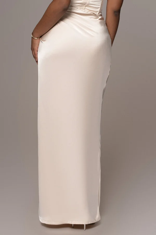JLUXLABEL Champagne Olea Satin Skirt