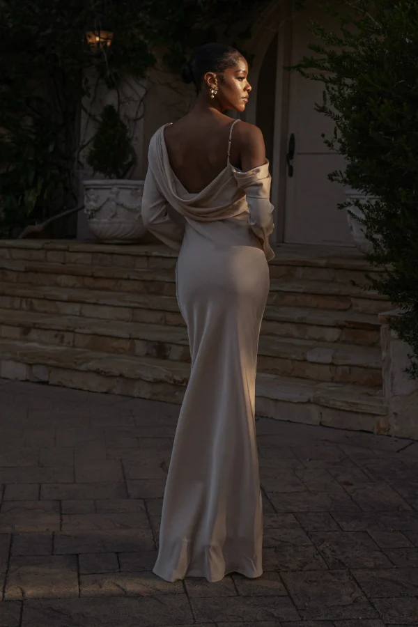 JLUXLABEL Champagne One And Only Satin Dress