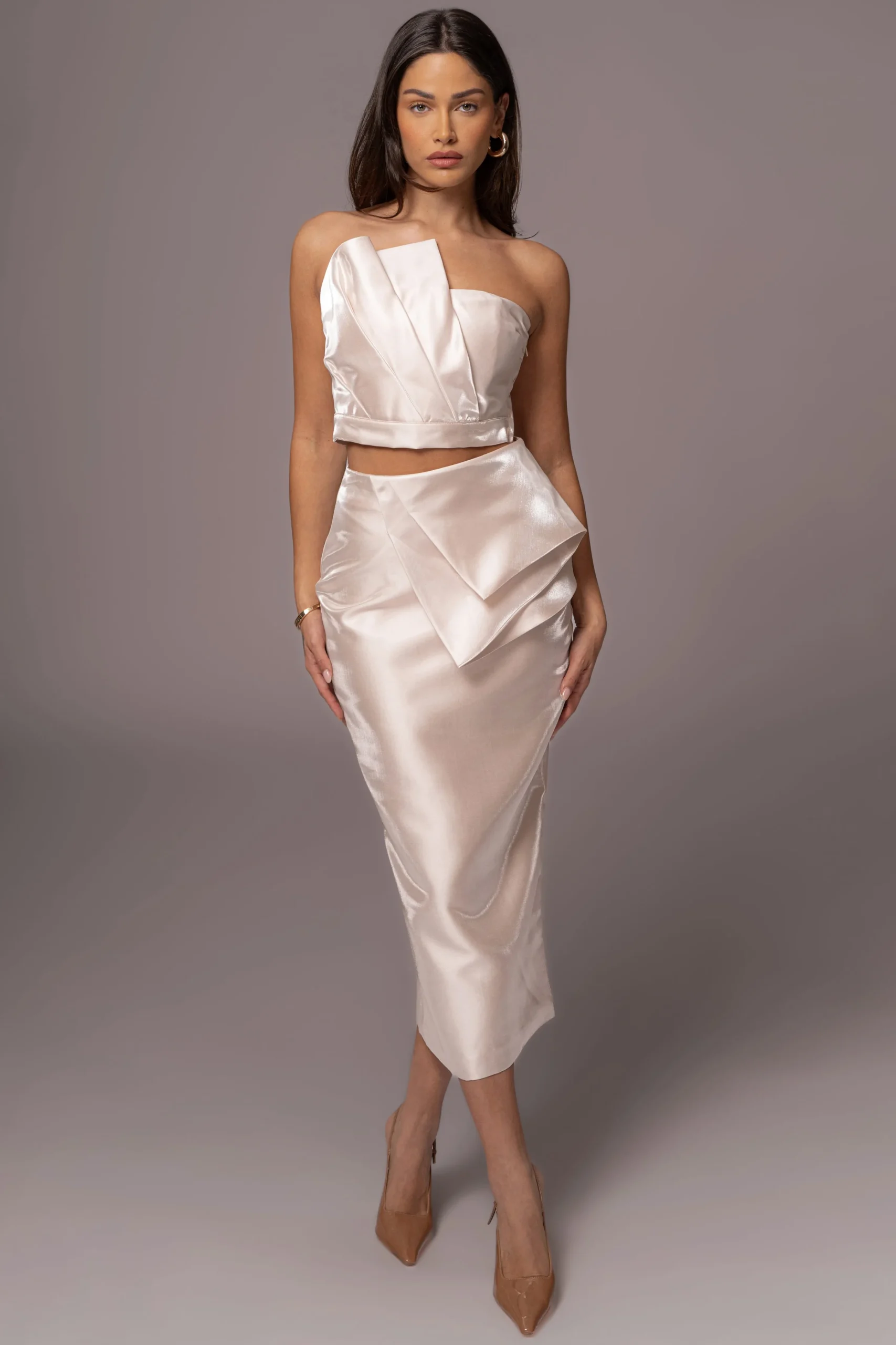 champagne_reception_pleat_1.webp JLUXLABEL Champagne Reception Pleated Midi Skirt