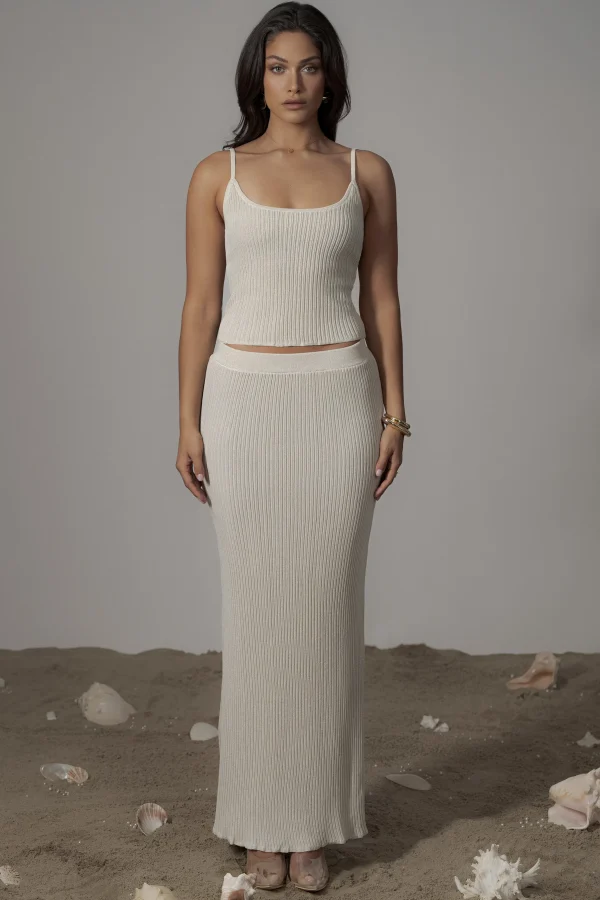 JLUXLABEL Champagne Serena Ribbed Skirt Set