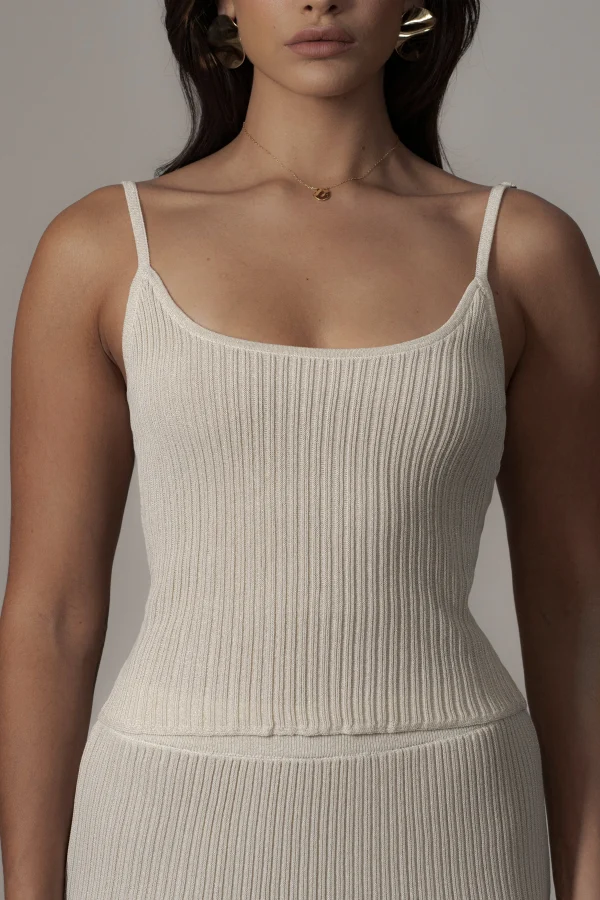 JLUXLABEL Champagne Serena Ribbed Skirt Set