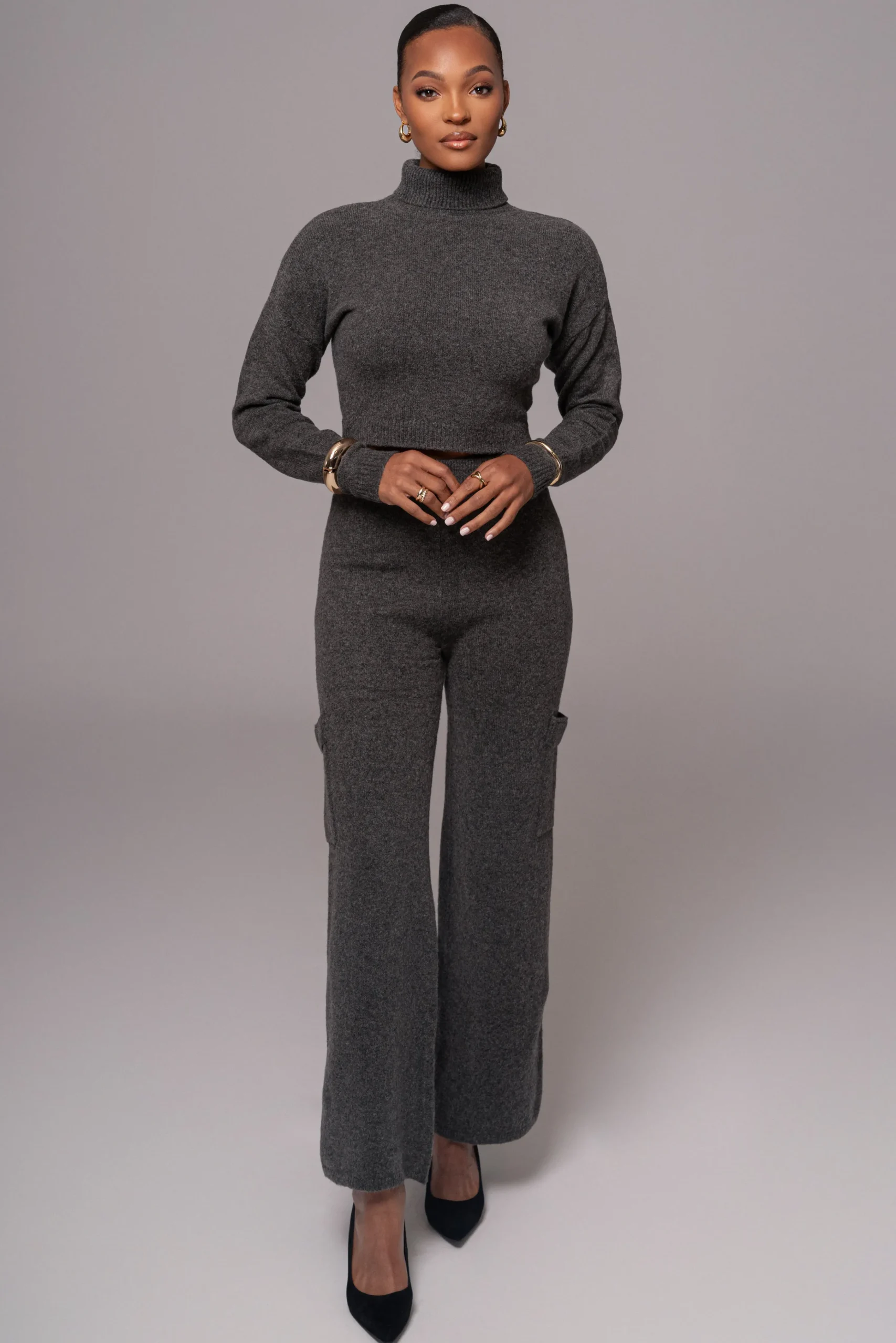 charcoal_chelsey_knit_pan_1.webp JLUXLABEL Charcoal Chelsey Knit Pant Set