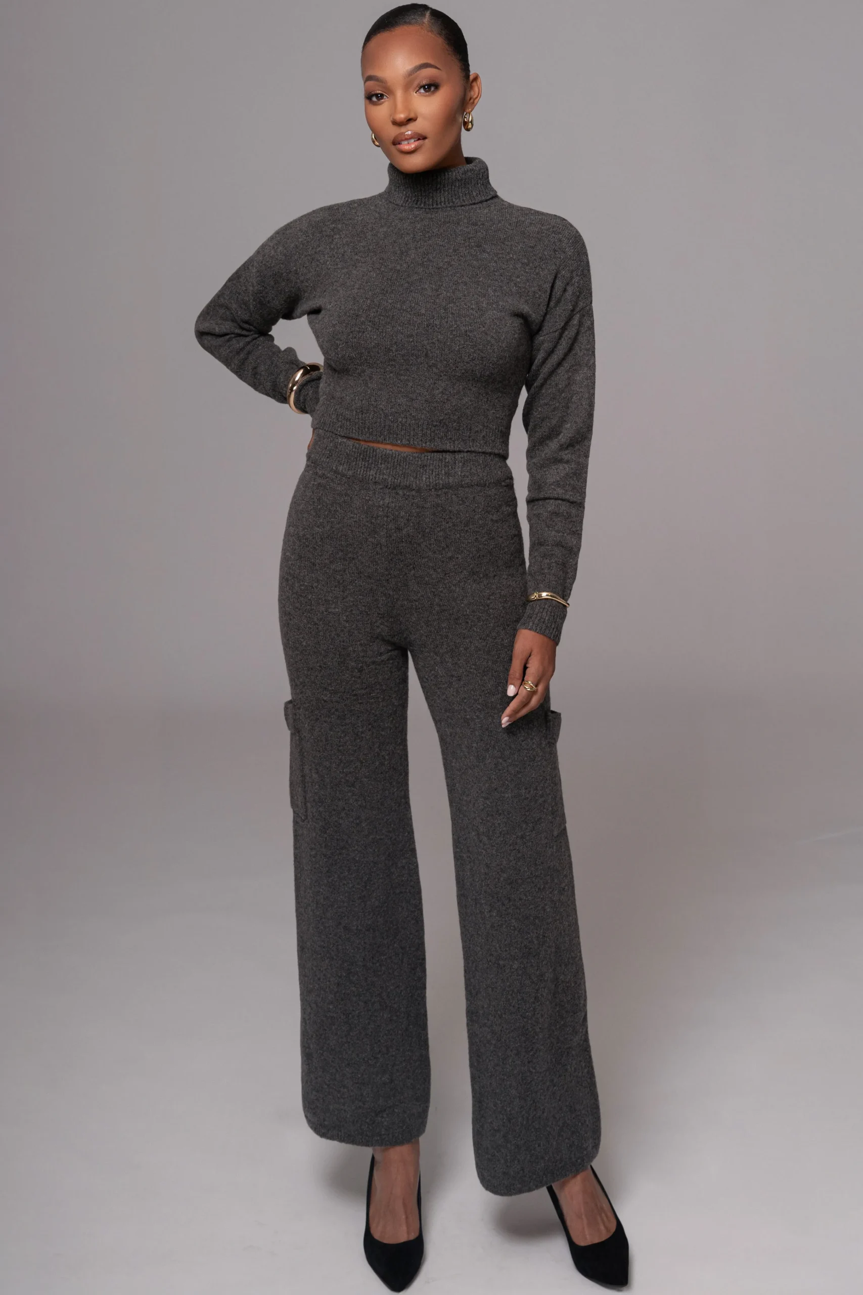 charcoal_chelsey_knit_pan_3.webp JLUXLABEL Charcoal Chelsey Knit Pant Set