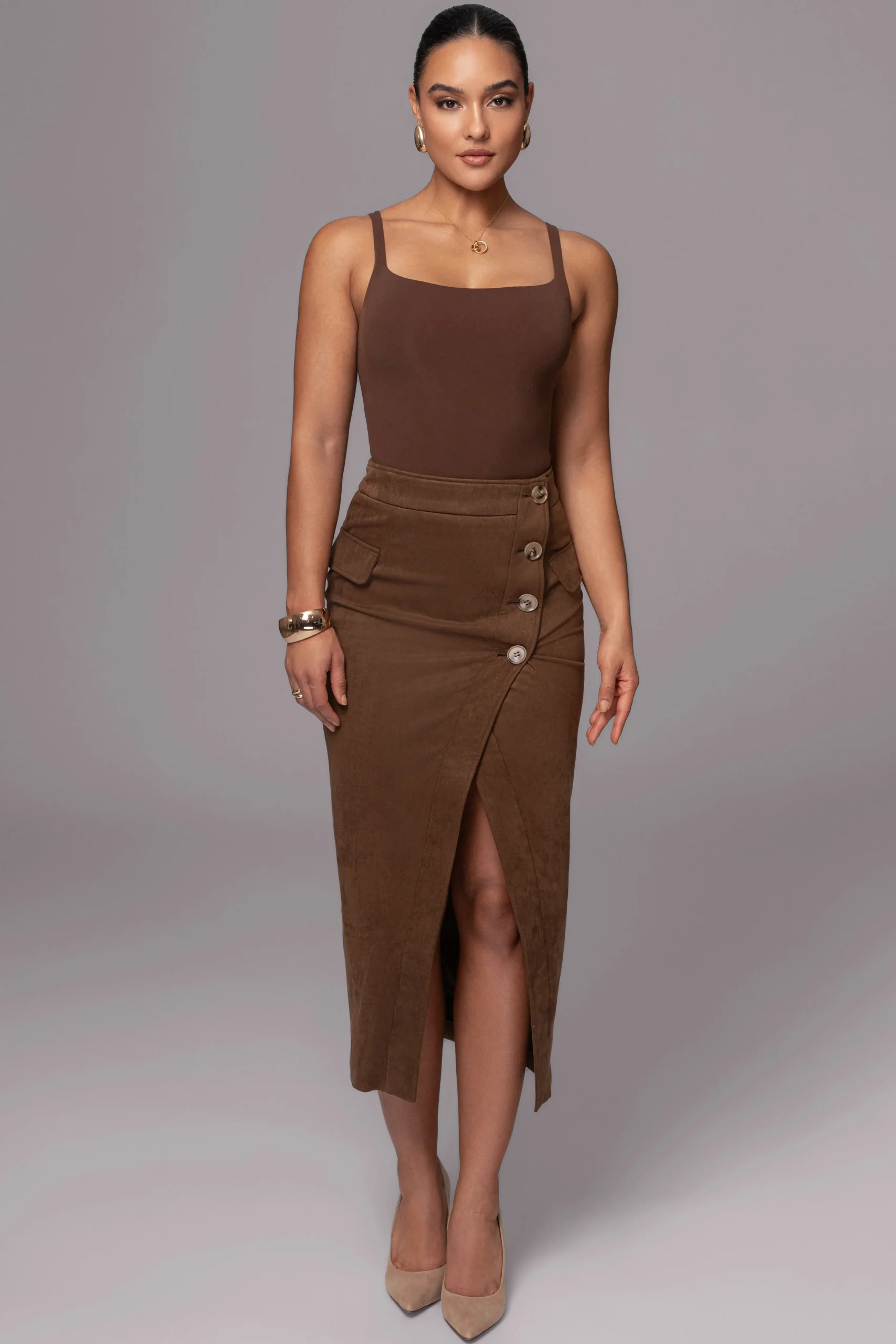 chocolate_audrey_suede_mi_1.webp JLUXLABEL Chocolate Audrey Suede Midi Skirt