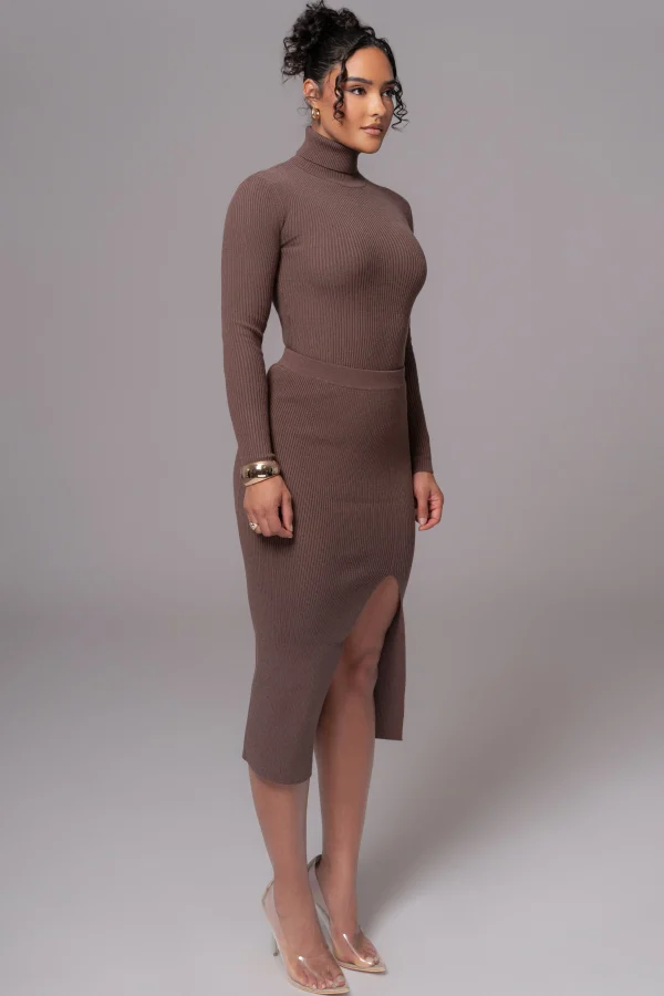 JLUXLABEL Chocolate Cardinal Essential Knit Skirt