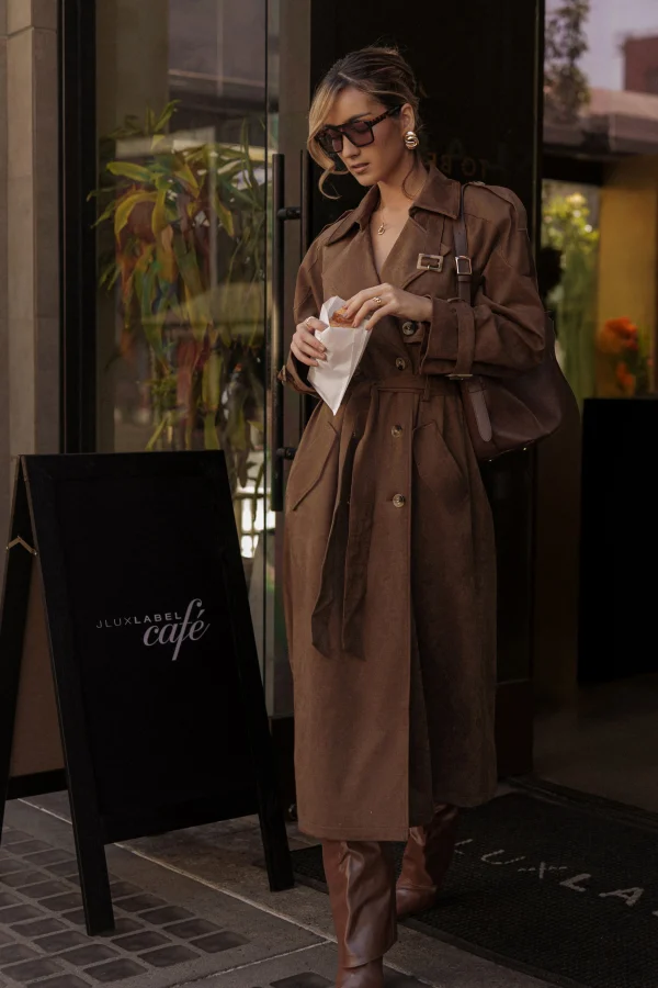 JLUXLABEL Chocolate Elite Suede Coat