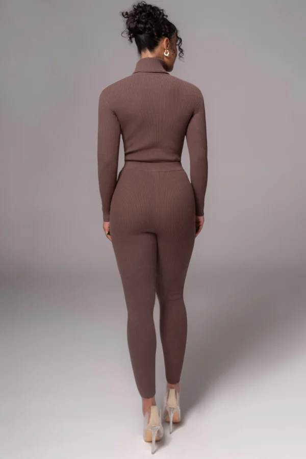 JLUXLABEL Chocolate Naaya Ribbed Leggings