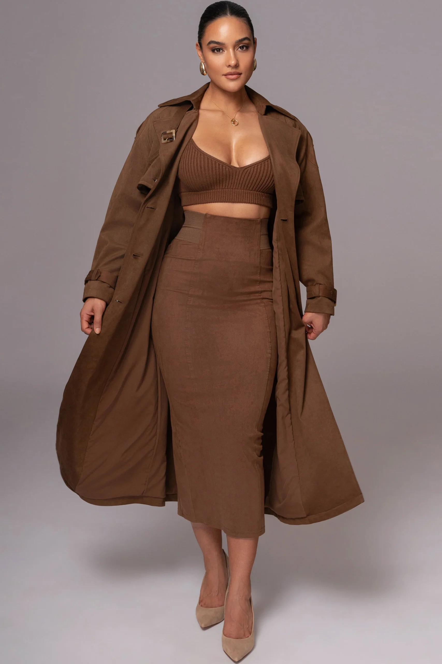 chocolate_phoenix_suede_s_1.webp JLUXLABEL Chocolate Phoenix Suede Skirt