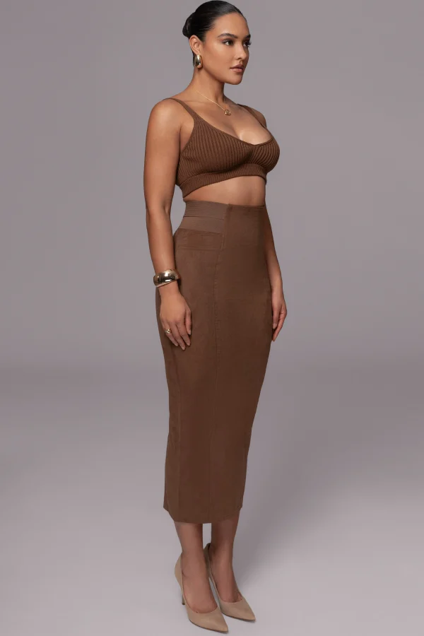 JLUXLABEL Chocolate Phoenix Suede Skirt