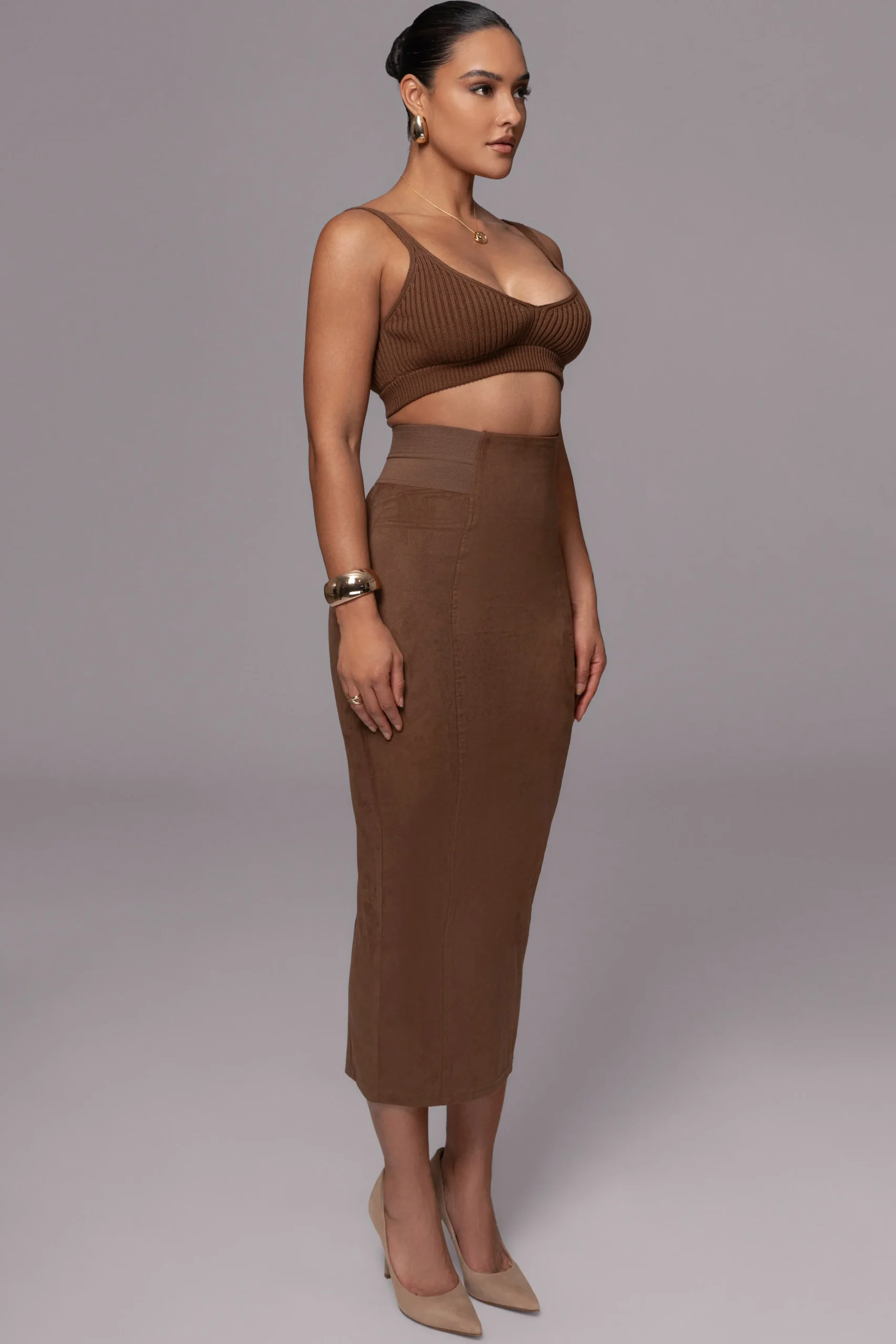 chocolate_phoenix_suede_s_3.webp JLUXLABEL Chocolate Phoenix Suede Skirt