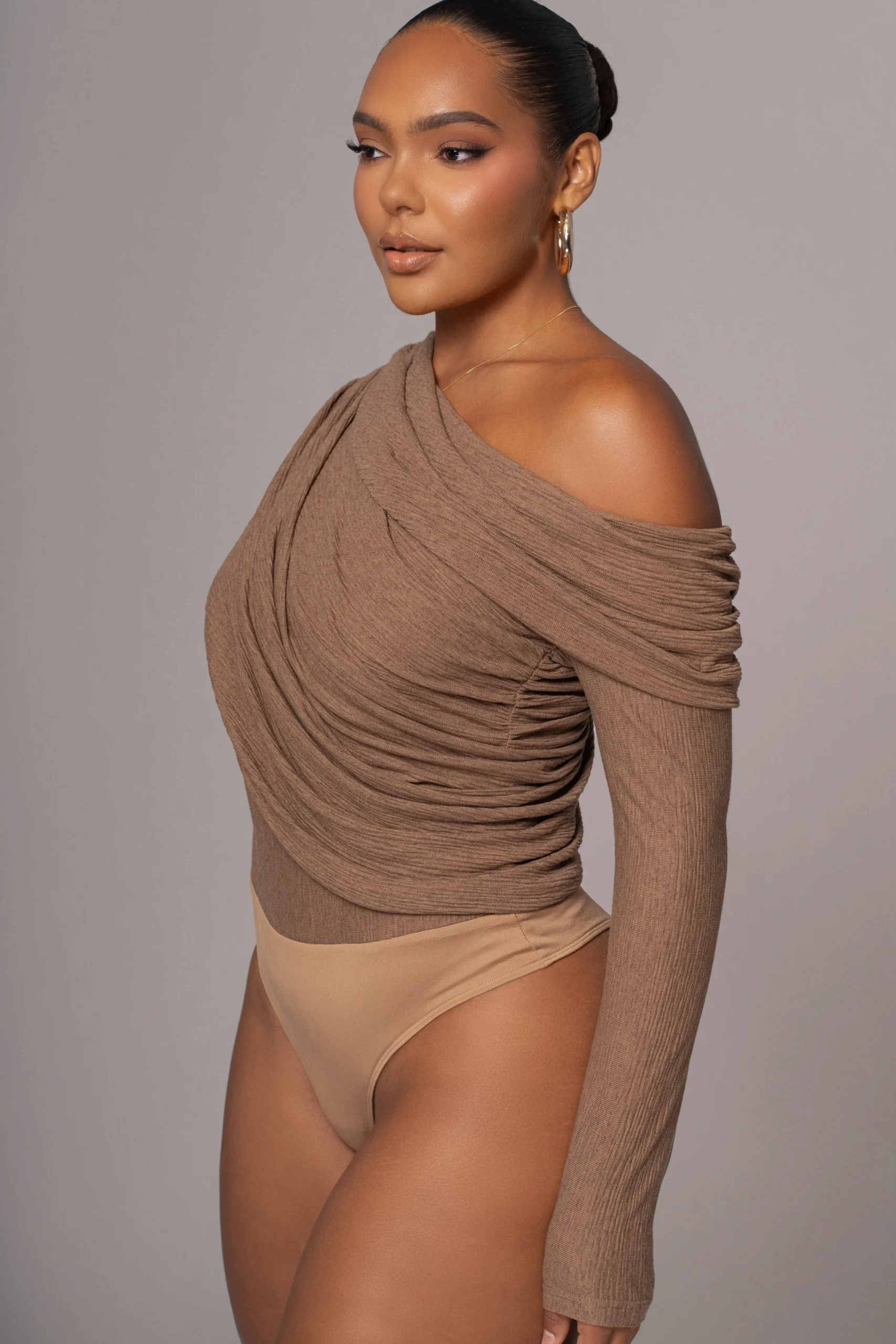 chocolate_textured_one_sh_10.webp JLUXLABEL Chocolate Textured One Shoulder Bodysuit