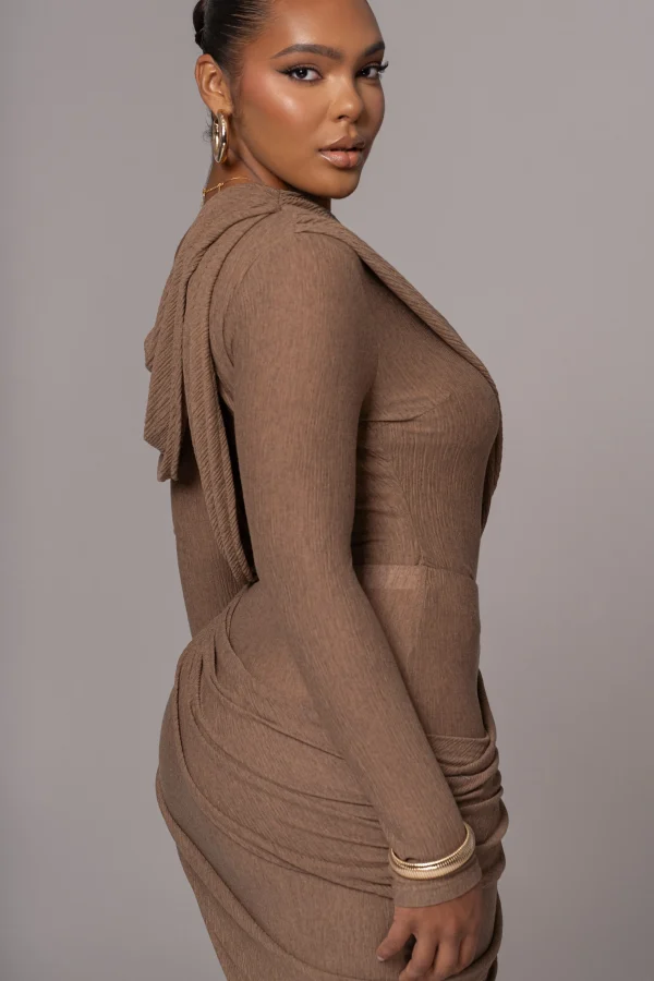 JLUXLABEL Chocolate Textured One Shoulder Bodysuit