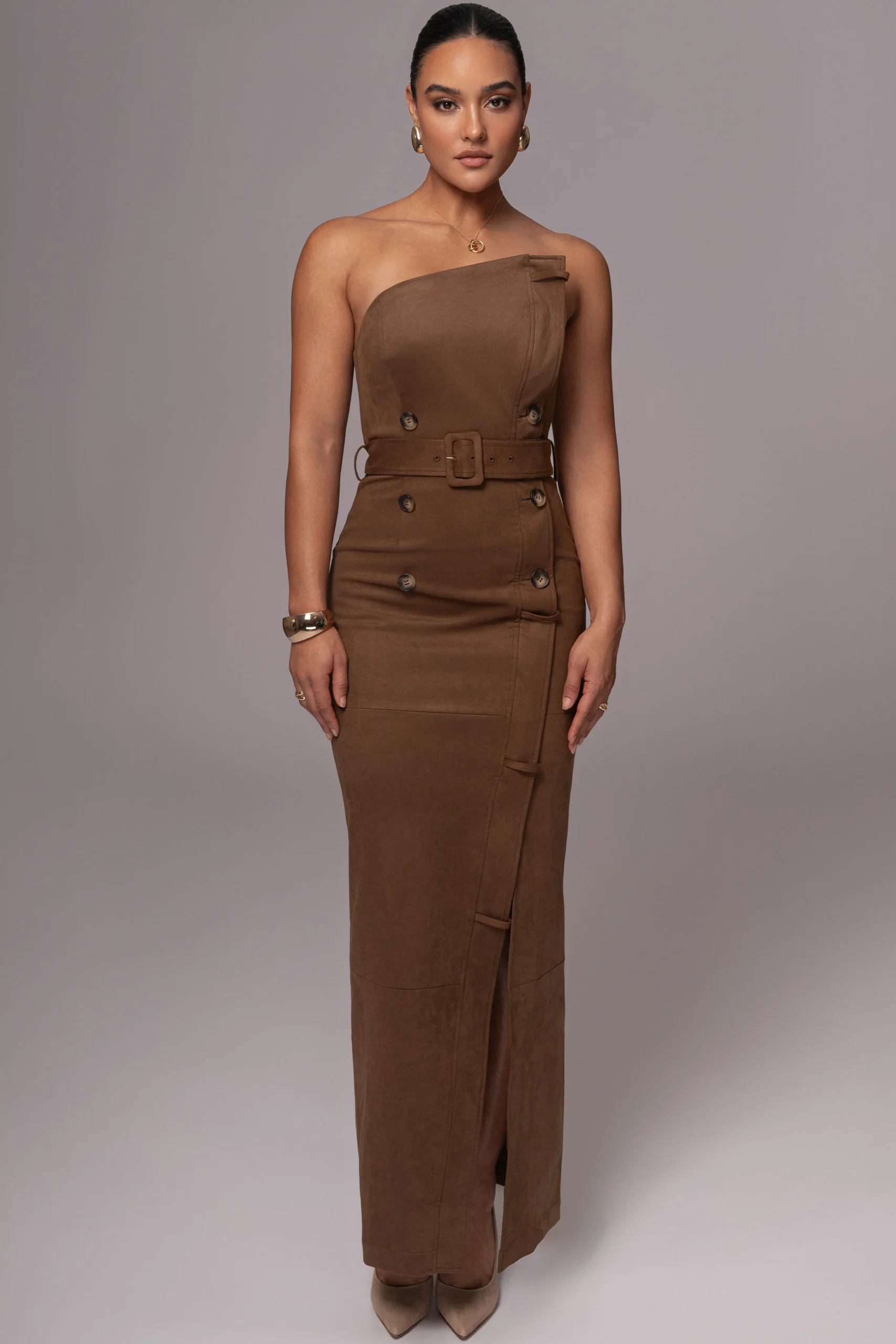 chocolate_xena_suede_maxi_0.webp JLUXLABEL Chocolate Xena Suede Maxi Dress