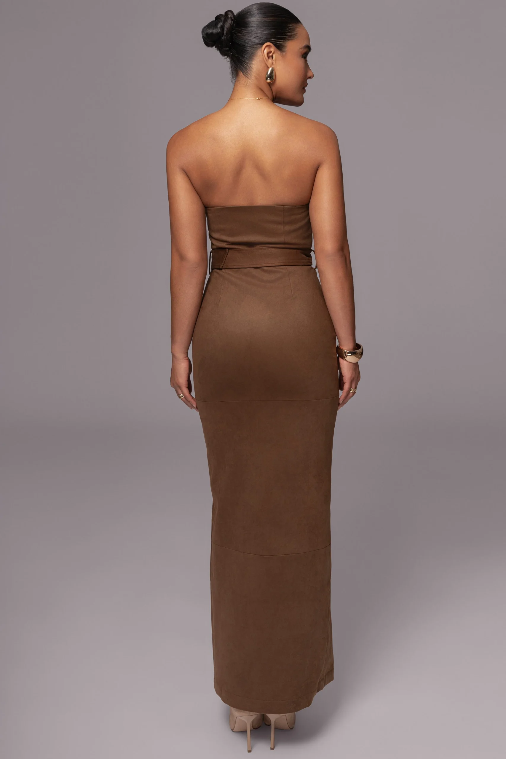 chocolate_xena_suede_maxi_9.webp JLUXLABEL Chocolate Xena Suede Maxi Dress