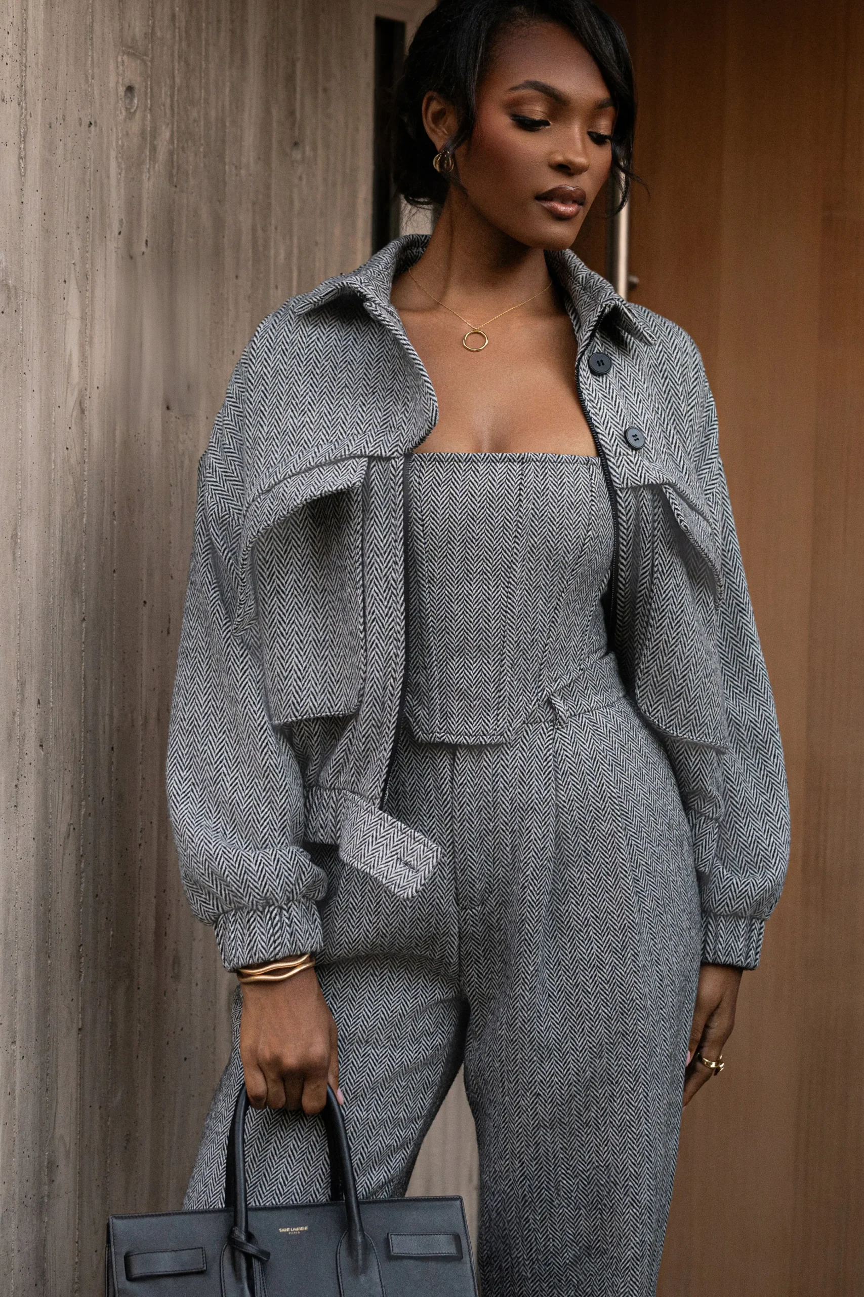 classic_herringbone_corse_1.webp JLUXLABEL Classic Herringbone Corset Top