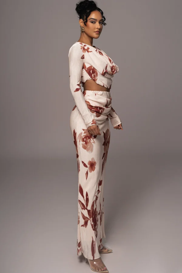 JLUXLABEL Cream Floral Haidyn Skirt Set