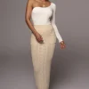 JLUXLABEL Cream Missy Cable Sweater Midi Skirt