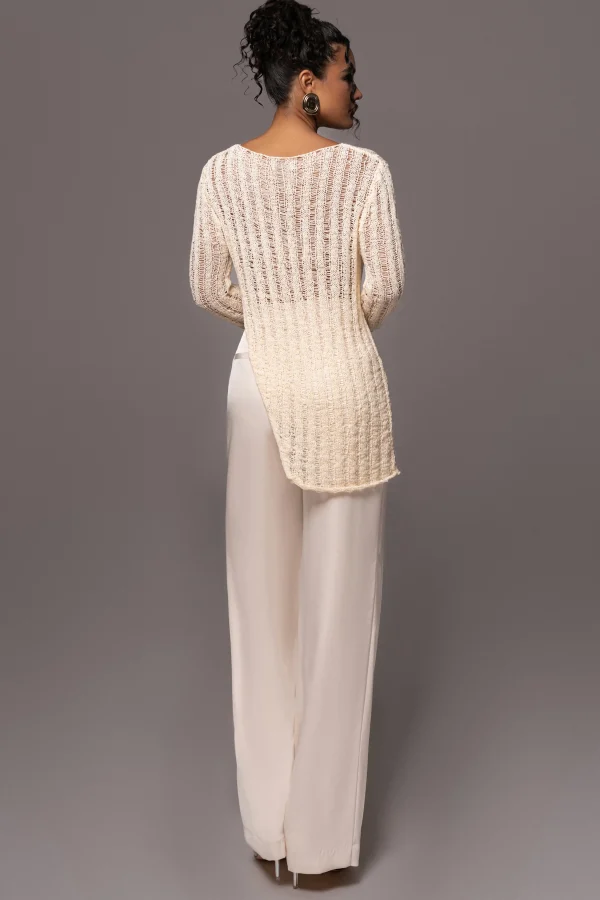 JLUXLABEL Cream Natalya Rib Knit Top