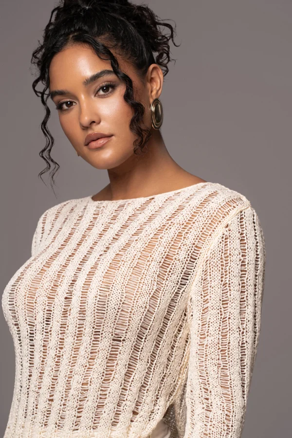 JLUXLABEL Cream Natalya Rib Knit Top