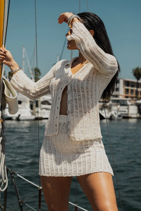 JLUXLABEL Cream Oceana Crochet Mini Skirt