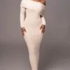 JLUXLABEL Cream Olivea Knit Maxi Dress