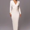 JLUXLABEL Cream Rowan Plunge Maxi Dress