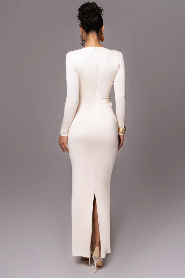 JLUXLABEL Cream Rowan Plunge Maxi Dress