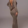 JLUXLABEL Deep Olive Heavenly Knit Maxi Dress