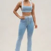 JLUXLABEL Denim/White Faya Ribbed Pants