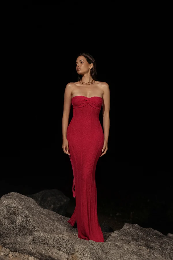 JLUXLABEL Fuchsia Blanca Strapless Maxi Dress