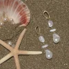 JLUXLABEL Gold At Sea Pearl Earrings