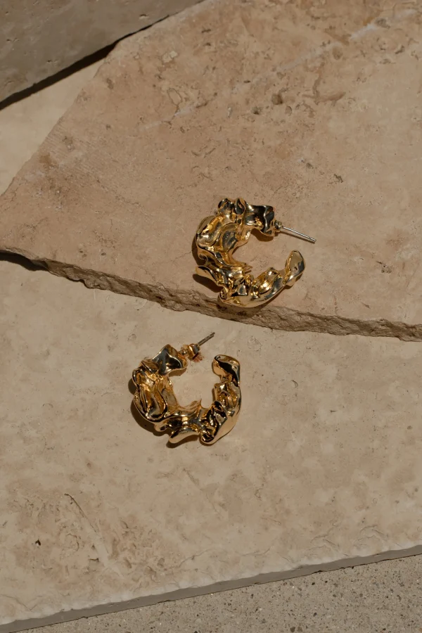 JLUXLABEL Gold Luminous Open Hoop Earrings