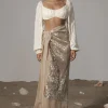 JLUXLABEL Gold Positano Printed Sarong Skirt