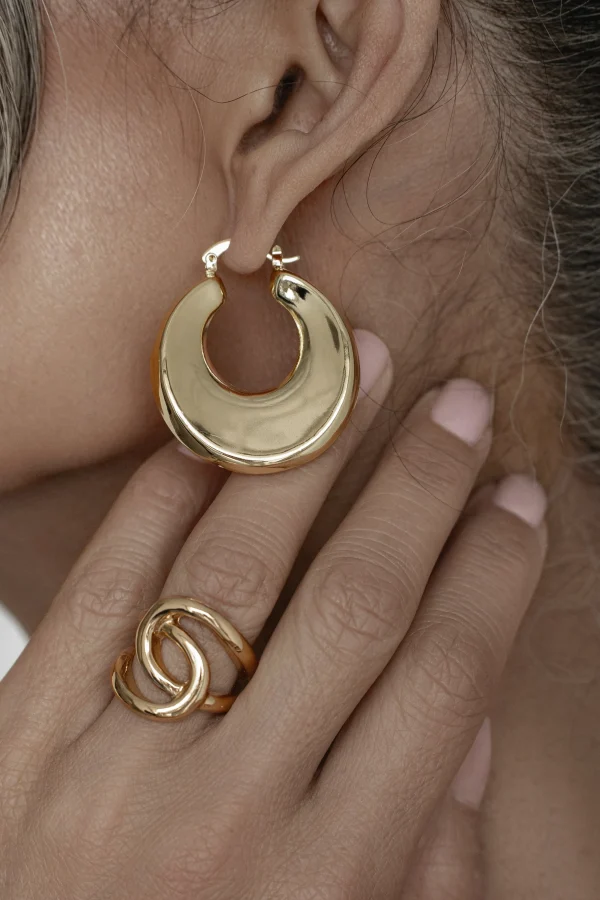 JLUXLABEL Gold Royal Huggie Hoop Earrings