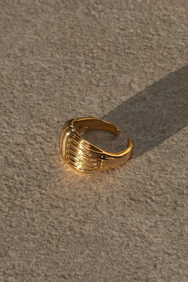 JLUXLABEL Gold Texture Open Ring
