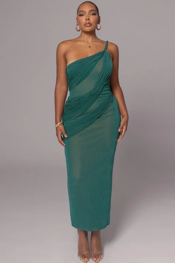 JLUXLABEL Green Alari One Shoulder Maxi Dress