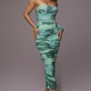 JLUXLABEL Green Capri Ruched Dress