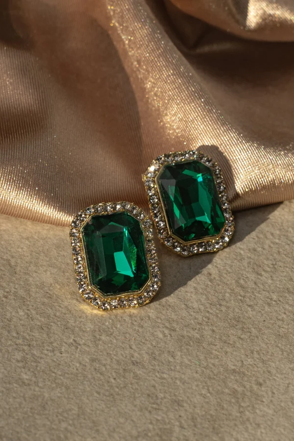 JLUXLABEL Green Emerald Earrings