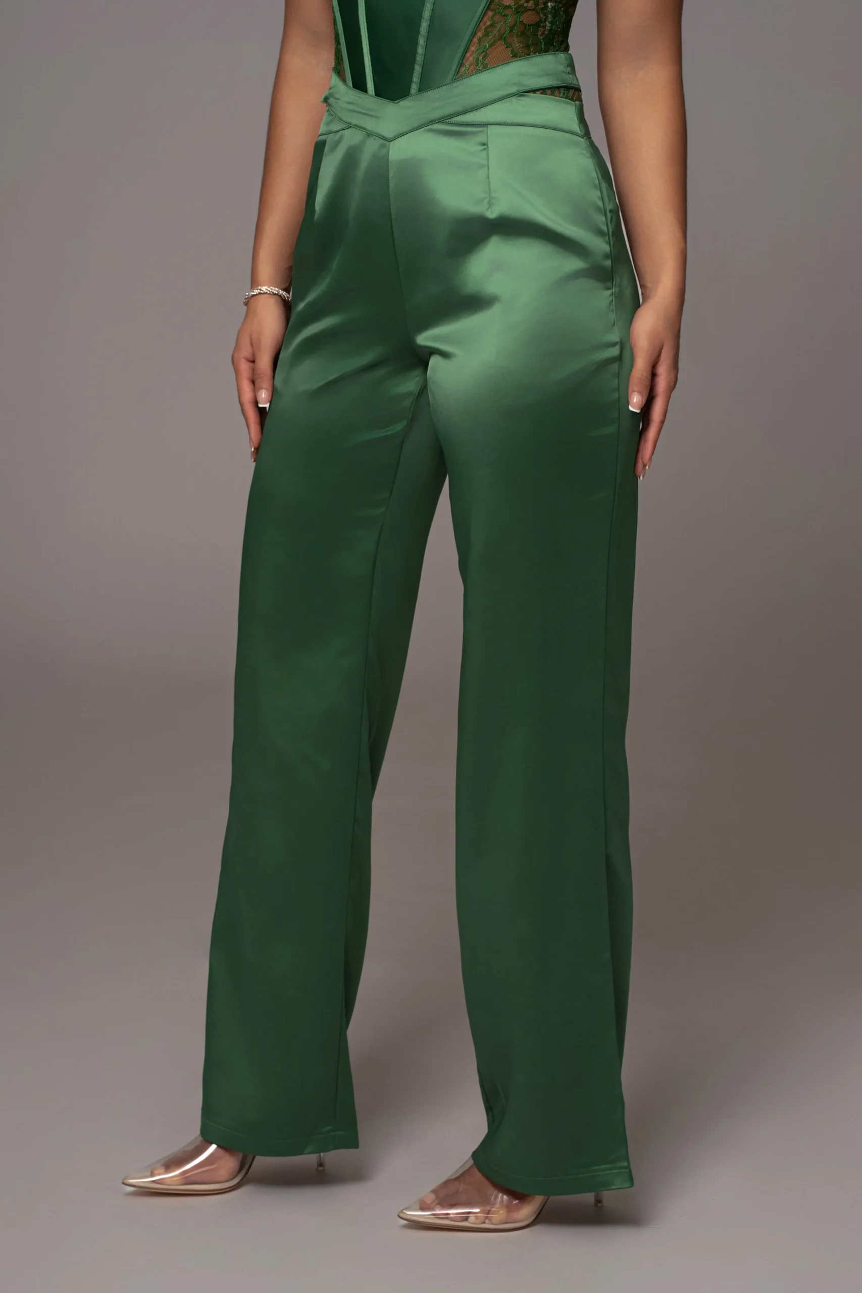 green_joana_cutout_satin__1.webp JLUXLABEL Green Joana Cutout Satin Trousers