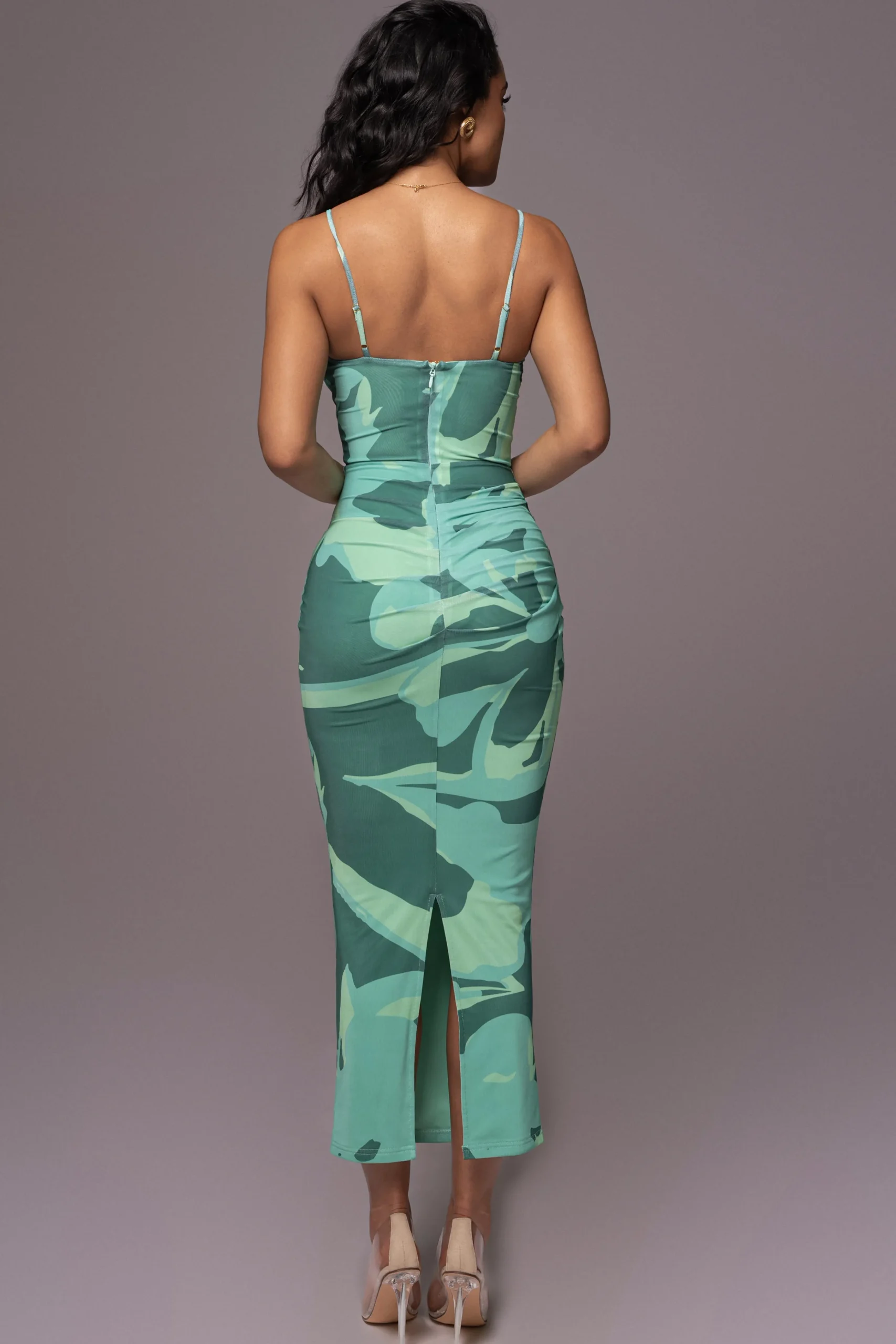 green_naylene_ruched_dres_7.webp JLUXLABEL Green Naylene Ruched Dress