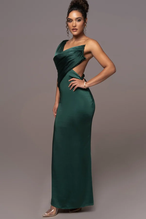 JLUXLABEL Green Satin Belle Maxi Dress