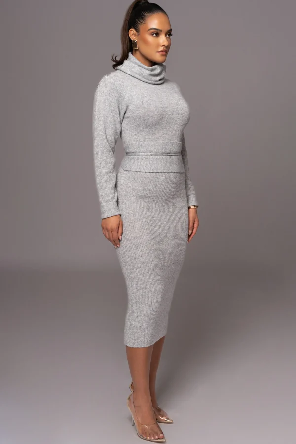 JLUXLABEL Grey Aubrey Turtleneck Sweater Dress