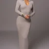 JLUXLABEL Grey Bellinda Collar Maxi Dress
