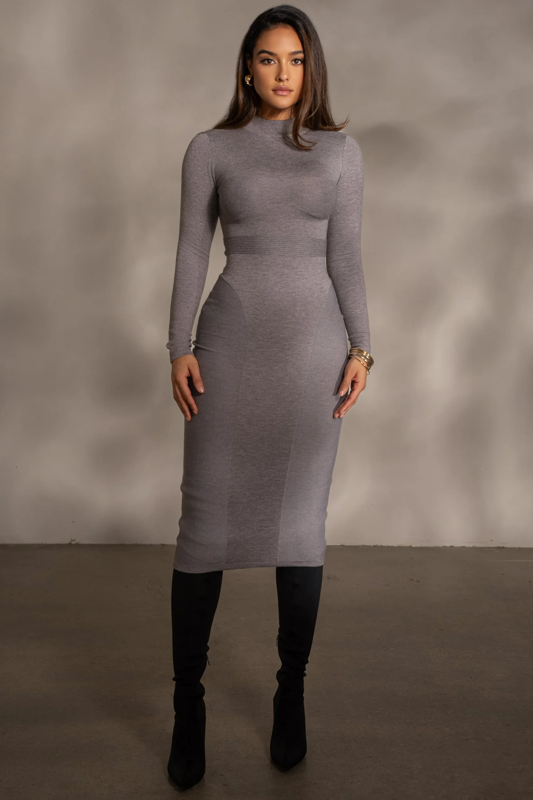 grey_dakotah_midi_dress_1.webp JLUXLABEL Grey Dakotah Midi Dress