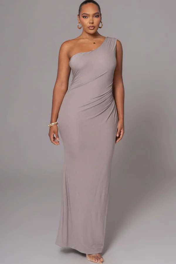 JLUXLABEL Grey Kianna Drape Maxi Dress