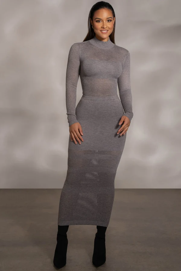 JLUXLABEL Grey Lina Knit Maxi Skirt