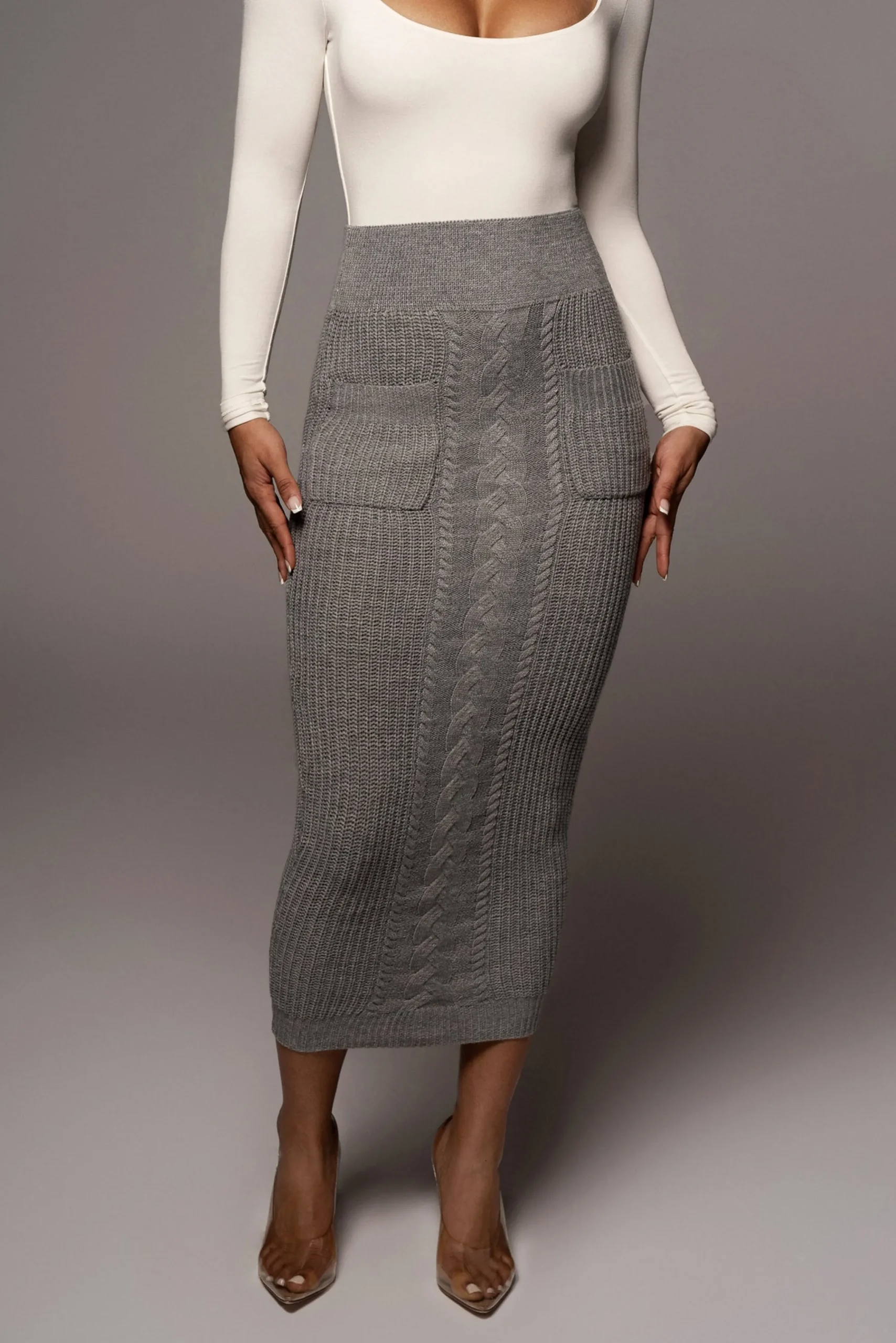 grey_missy_cable_sweater__1.webp JLUXLABEL Grey Missy Cable Sweater Midi Skirt