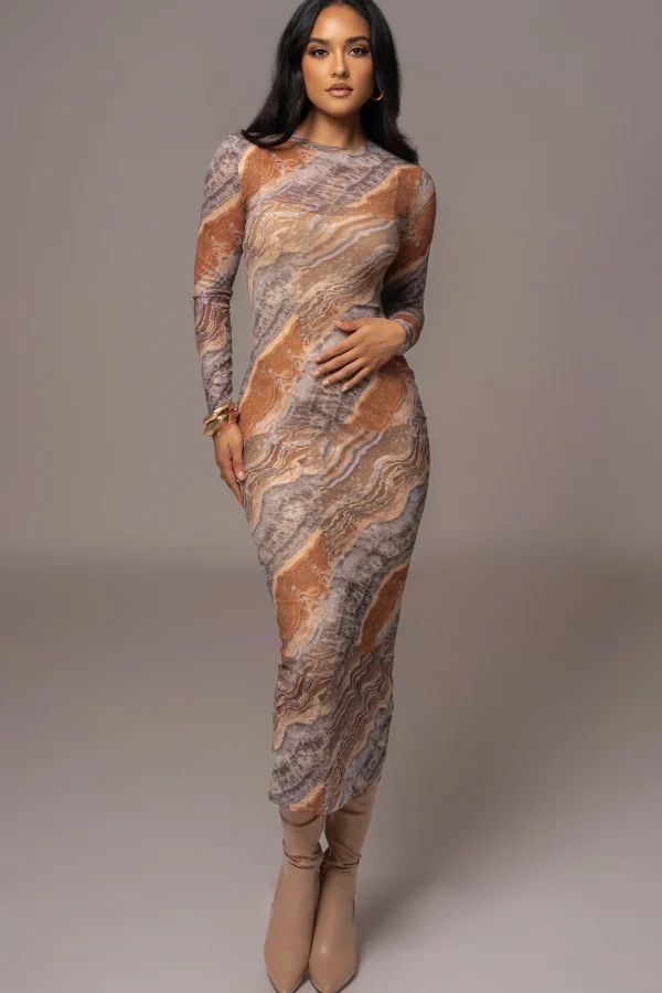 JLUXLABEL Grey Multi Solana Mesh Maxi Dress