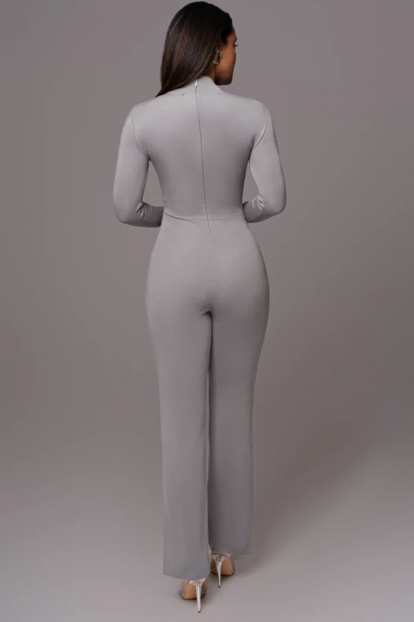 JLUXLABEL Grey Noel Sweater Knit Jumpsuit