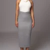 JLUXLABEL Grey Nostalgia High Waist Skirt